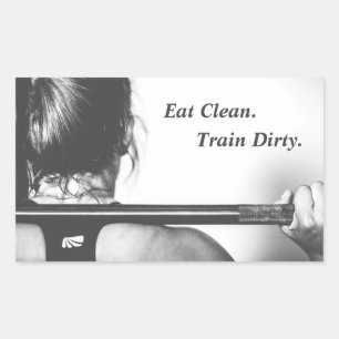 Eet schoon, trein vies rechthoekige sticker