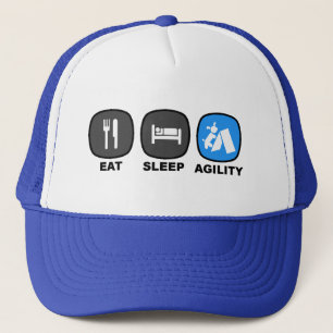 Eet. Slaap. Agiliteit. Blauw. Trucker Pet