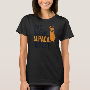 Eet Slaap Alpaca Herhaal Llama Vicuna Guanaco Ras T-shirt