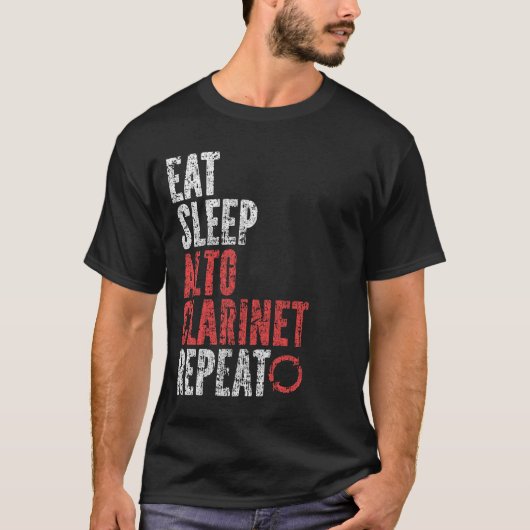 Eet Slaap Alto klarinet Herhalen T-shirt (Voorkant)