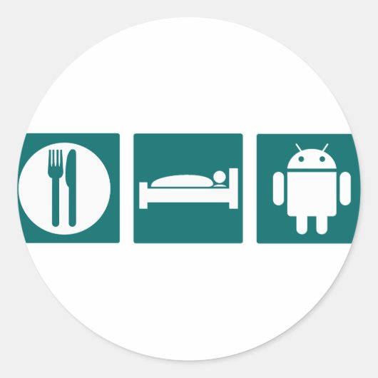 Eet slaap Android Ronde Sticker (Voorkant)