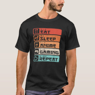 Eet Slaap Anime Gaming Herhaal Grappige Video Game T-shirt