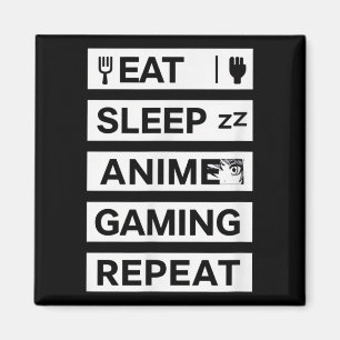 Eet Slaap Anime Gaming Herhaal Otaku Gamer Humor Magneet