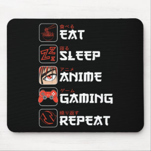 Eet Slaap Anime Gaming Herhaal Shirt Teen Boys Kin Muismat