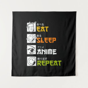 Eet Slaap Anime Herhaal Cadeau Idee Cosplayer Wandkleed