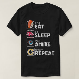 Eet Slaap Anime Herhaal Design T-shirt