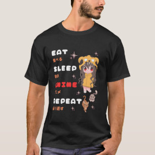 Eet Slaap Anime Herhaal Kawaii kanji Otaku Manga J T-shirt
