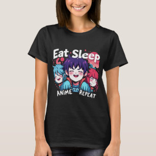 Eet Slaap Anime Herhaal Manga Shirten Mannen Vrouw T-shirt