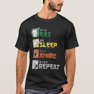 Eet Slaap Anime Herhaal Shirt Manga Japans