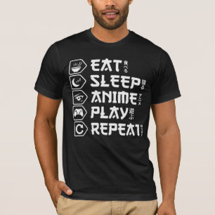 Eet Slaap Anime Speel Herhaal Otaku Anime Levensst T-shirt
