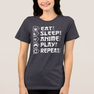 Eet Slaap Anime Speel Herhaal Otaku Anime Levensst Tri-Blend Shirt