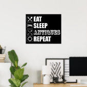 Eet. Slaap. Antieke. Herhaal Poster (Thuiskantoor)