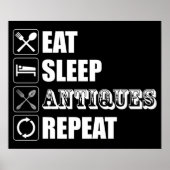 Eet. Slaap. Antieke. Herhaal Poster (Voorkant)