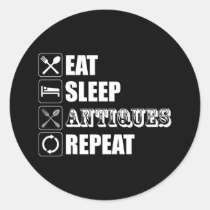 Eet. Slaap. Antieke. Herhaal Ronde Sticker