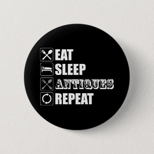 Eet. Slaap. Antieke. Herhaalde Button