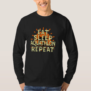 Eet slaap Aquathlon Herhaal run en zwemmen Tropica T-shirt
