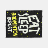 Eet Slaap Badminton Herhaal - Badminton Speler Fleece Deken (Voorkant (Horizontaal))