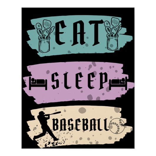 Eet Slaap Baseball Speler Grappig Baseball Perfect Poster (Voorkant)