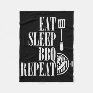 Eet Slaap BBQ Herhaal Grappige Redding Grillen Vro Fleece Deken
