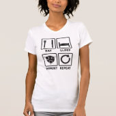 Eet, slaap, bedrukt, herhaald zwart t-shirt F (Voorkant)