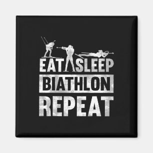 Eet Slaap Biatlon Herhaal Motief voor een Biatleet Magneet