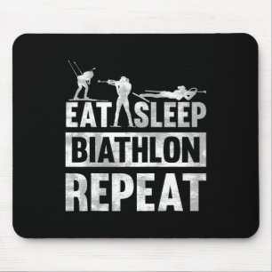 Eet Slaap Biatlon Herhaal Motief voor een Biatleet Muismat