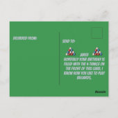 Eet slaap biljart herhalen plastic teken groen briefkaart (Achterkant)