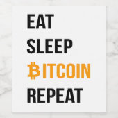 Eet Slaap Bitcoin Herhaal Wijn Etiket (Enkel label)