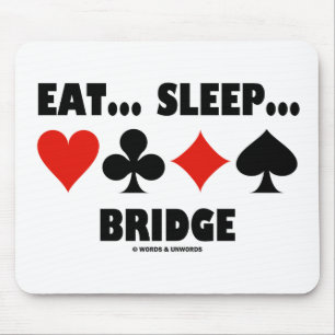 Eet... Slaap... Brug (Bridge Humor Card Suits) Muismat