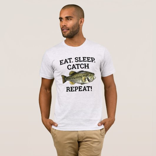 Eet Slaap Catch Largemouth Bass Funny Vist T-shirt (Voorkant volledig)