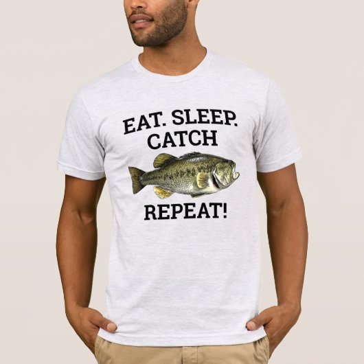 Eet Slaap Catch Largemouth Bass Funny Vist T-shirt (Voorkant)