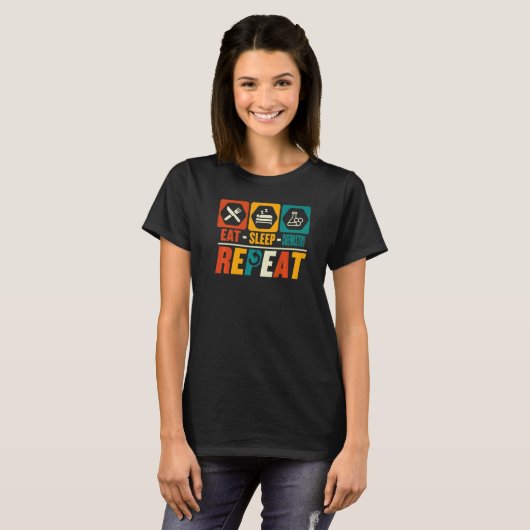Eet Slaap Chemie Herhaal Chemie Wetenschap T-shirt (Voorkant volledig)