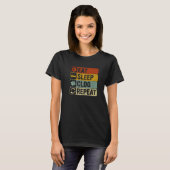 Eet Slaap Clog Herhaal Retro 60s 70s Verstopping T-shirt (Voorkant volledig)
