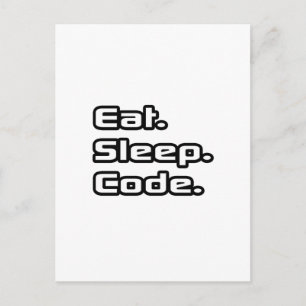 Eet. Slaap. Code. Briefkaart