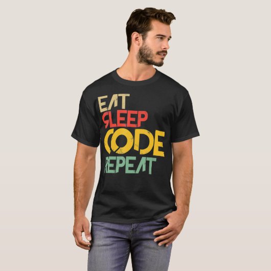 Eet Slaap Code Grappig Computer Science Grappig ca T-shirt (Voorkant volledig)