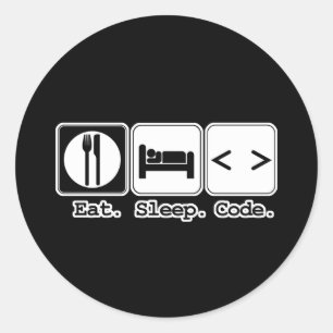 eet slaap code ronde sticker