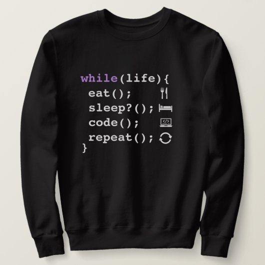 Eet Slaap Codeer Herhaal – Minimaal programmeur Trui (Design voorkant)
