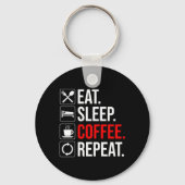 Eet. Slaap. Coffee. Herhaal Sleutelhanger (Voorkant)