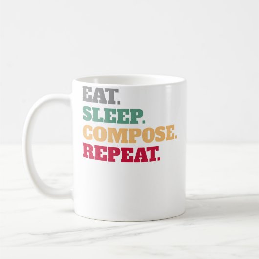 Eet Slaap Componeer Herhaal Cadeau Idee Componist Koffiemok (Links)