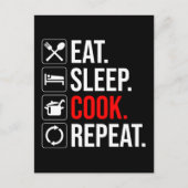 Eet. Slaap. Cook. Herhaal Briefkaart (Voorkant)