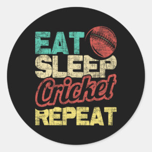 Eet Slaap Cricket Herhaal - Cricketer Tsman Tting Ronde Sticker