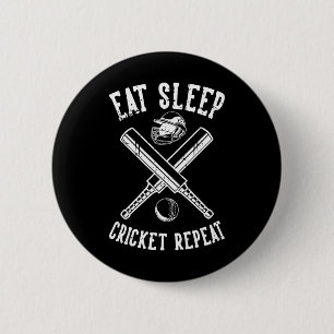 Eet Slaap Cricket Herhaal T Cricket Ronde Button 5,7 Cm
