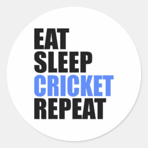 Eet Slaap Cricket Herhaal Team Competitie Amateur Ronde Sticker