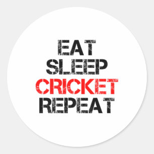 Eet Slaap Cricket Herhaal Team Competitie Amateur Ronde Sticker