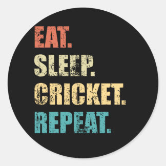 Eet slaap cricket herhalen. ronde sticker