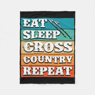 Eet Slaap Cross Country Herhaal Skiër Wintersport Fleece Deken