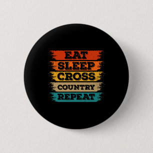 Eet Slaap Cross Country Herhaal Skiër Wintersport Ronde Button 5,7 Cm