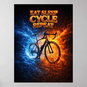 Eet Slaap Cyclus Retro Poster