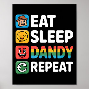 Eet slaap dandy herhaal verjaardagsdecoratie jonge poster