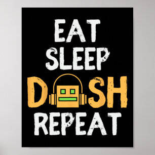 Eet Slaap Dash Herhaal Videospel Geometry Dash Gam Poster